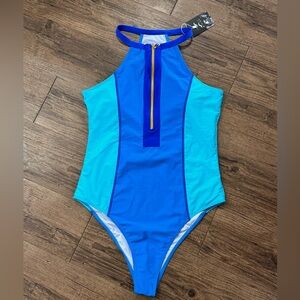 BIKINX Women One Piece Swimsuit Tummy Control Swimsuits High Neck Zipper